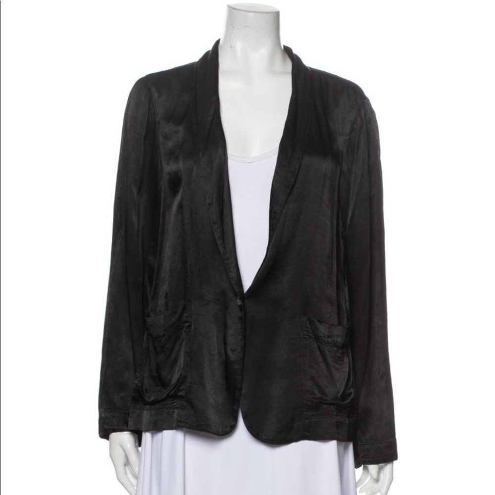 RAQUEL Allegra one button black rayon blazer NWT